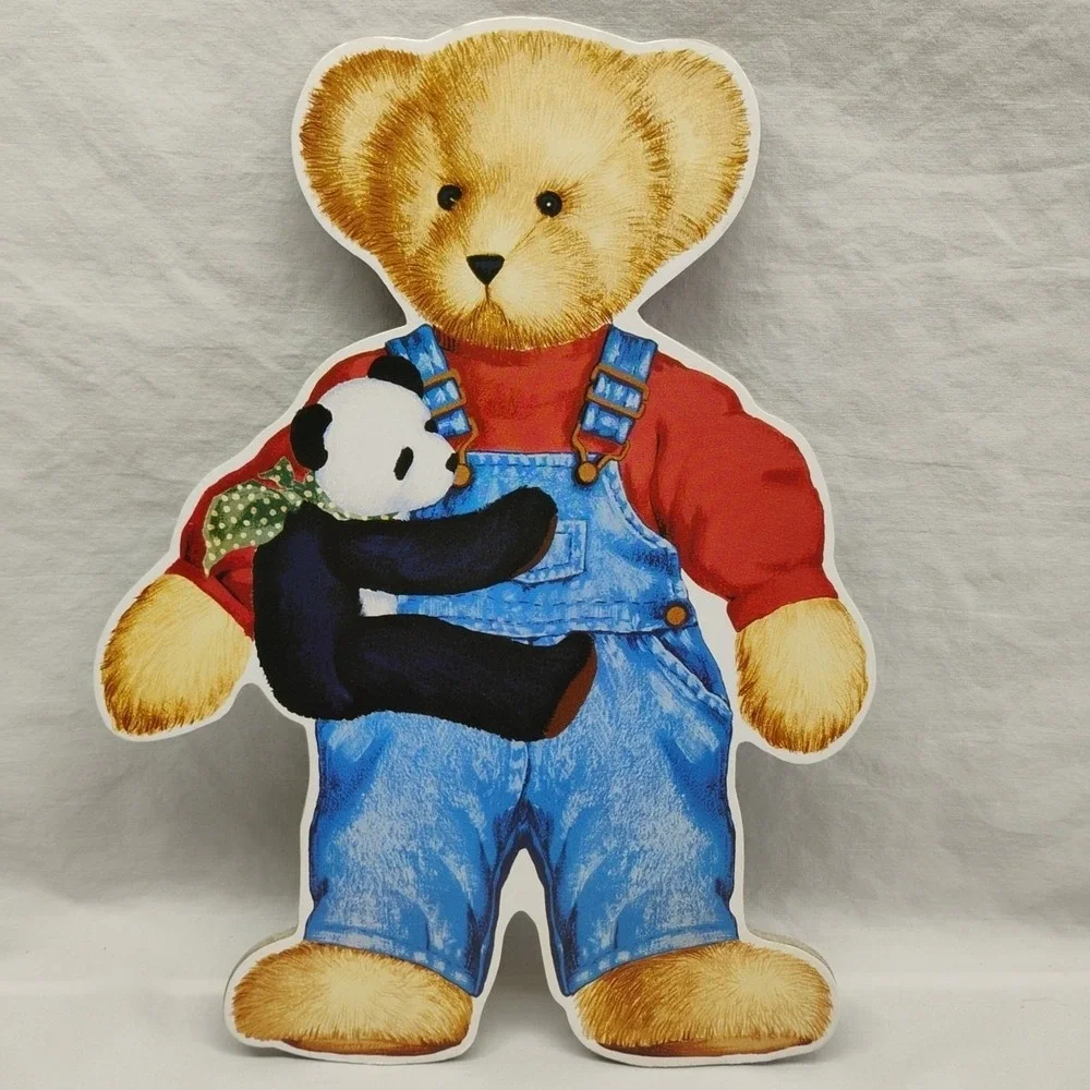 Vintage Y2K Blue Jean‎ Teddy Bear Nursery Baby Wall Plaques Decor